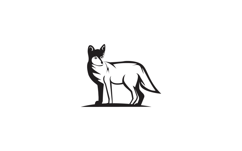 Black Wolf Flat Line Art Logo Logo Template