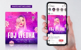 Candy Club Party Flyer Template Social Media Post