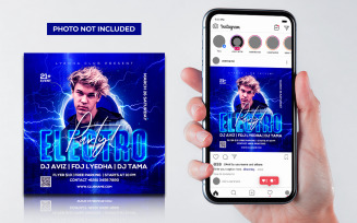 Electro Club Party Flyer Template Social Media Post