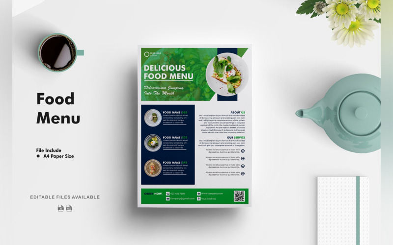 Food Menu Flyer Design Template Corporate Identity