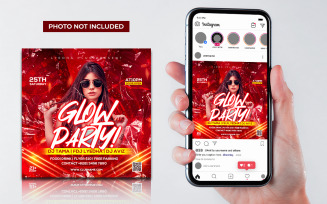 Glow Club Party Flyer Template Social Media Post