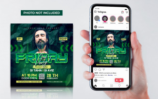 Green Club Party Flyer Template Social Media Post
