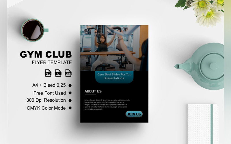 Gym Club Flyer Design Template Corporate Identity