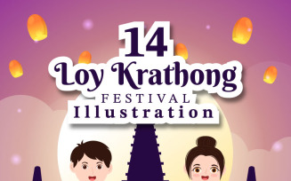 14 Loy Krathong Festival Illustration