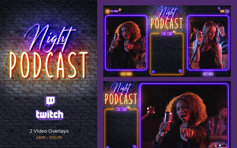 Night Podcast - Twitch Overlay Social Media
