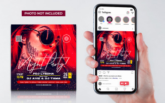 Red Night Club Dj Party Flyer Social Media Post And Web Banner