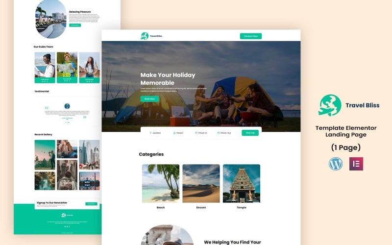 Travel Bliss - Tour and Travels Elementor Landing page Elementor Kit