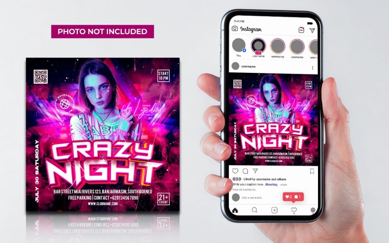 Crazy Night Club Dj Party Flyer Social Social Media