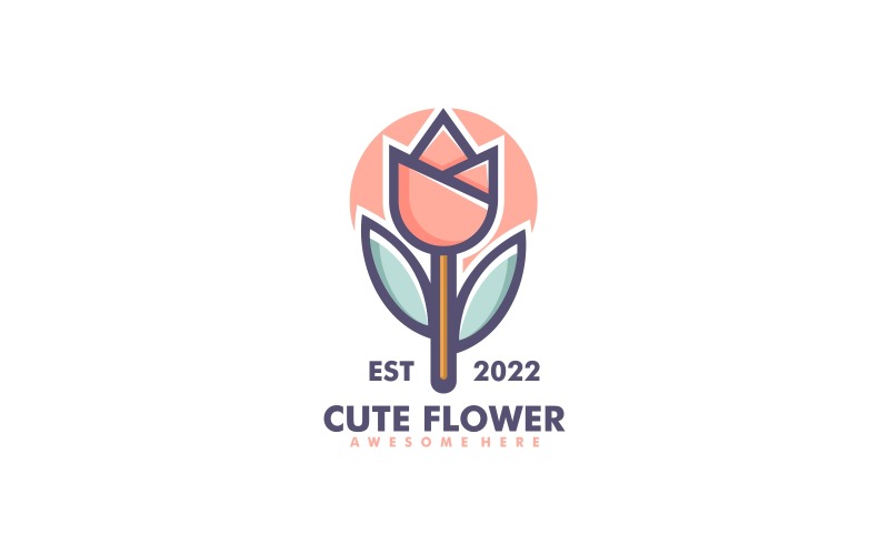 Flower Simple Mascot Logo Style Logo Template