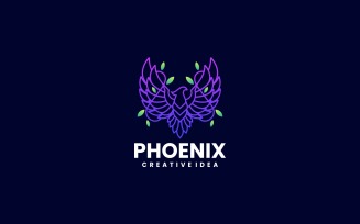 Phoenix Line Art Gradient Logo Design