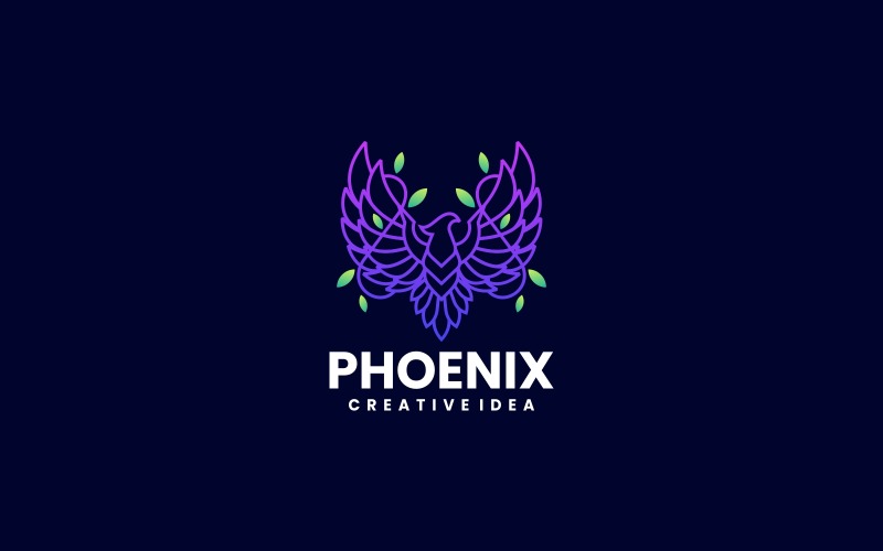 Phoenix Line Art Gradient Logo Design Logo Template