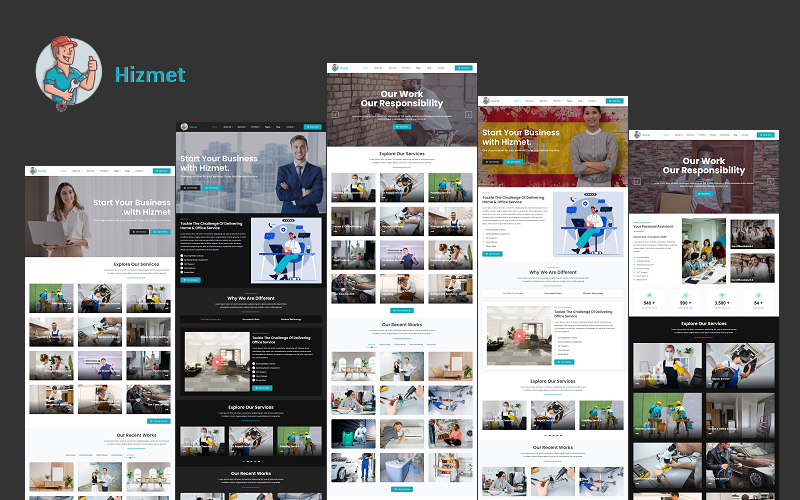 Hizmet - Service Provider Company for Home, Office,  Personal Work HTML Bootstrap Website Template