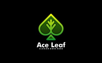 Ace Leaf Line Art Gradient Logo