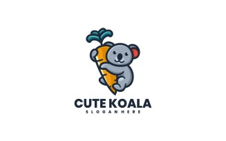 Cute Koala Simple Mascot Logo Style