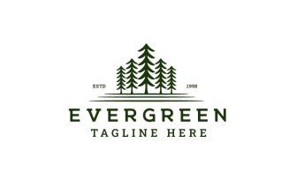 Pine Evergreen Cedar Hemlock Green Spruce Tree Logo Design