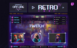Retro Gaming Twitch Overlay and Screens