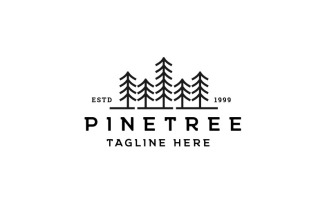 Retro Hipster Line Art Pine, Spruce Tree Logo Design