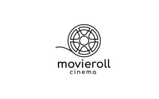 Retro Line Art Film Roll for Movie Logo Design