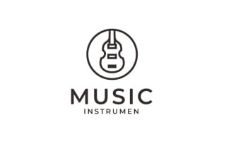 Retro Line Art Violin Viola Fiddle Cello Bass Logo Design