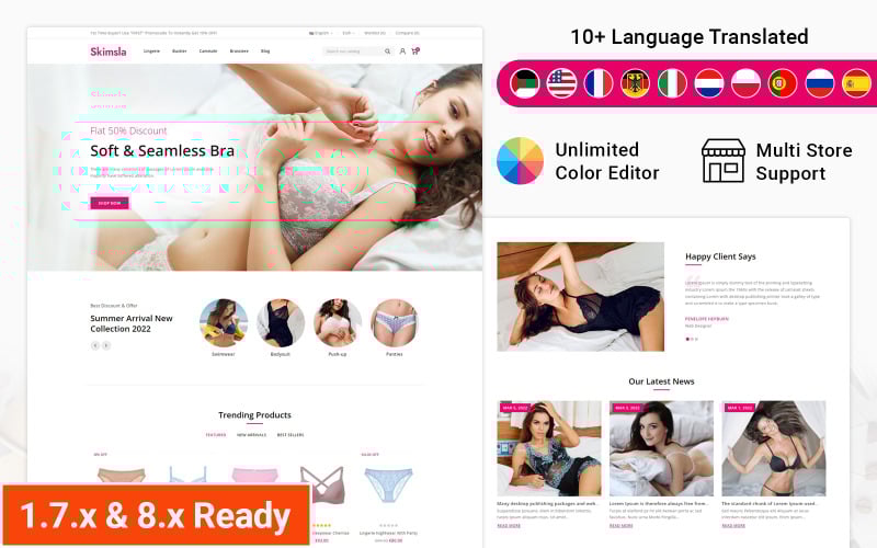 Skimsla - Bikini Lingerie Store PrestaShop Responsive Theme PrestaShop Theme