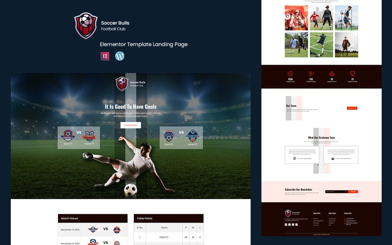 Soccer Bulls - Football Club Elementer Template Elementor Kit