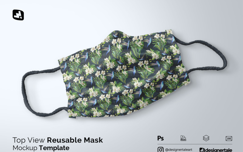 Top View Reusable Mask Mockup Product Mockup