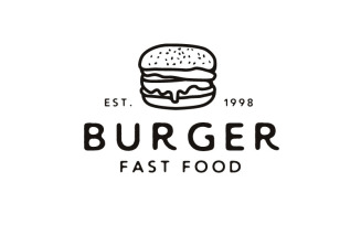 Vintage Hipster Burger Logo Design Template