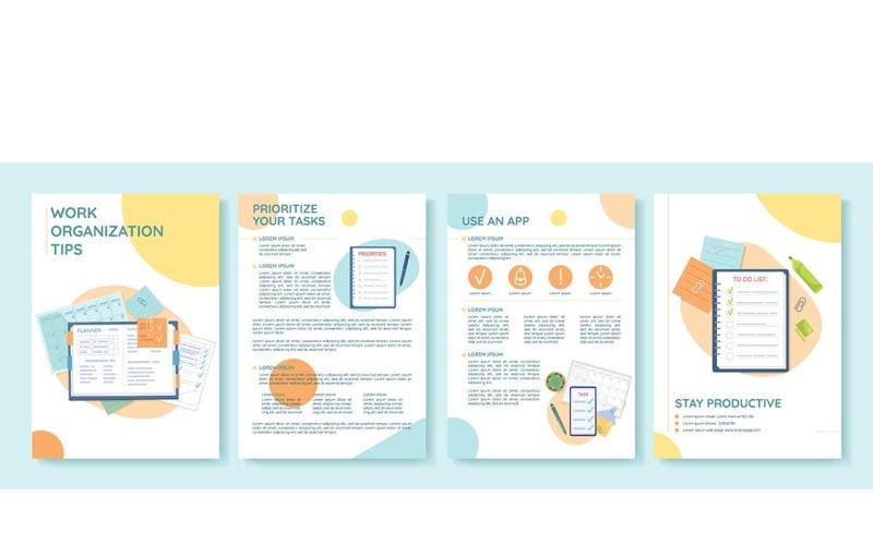 Work organization tips flat vector brochure template Illustration