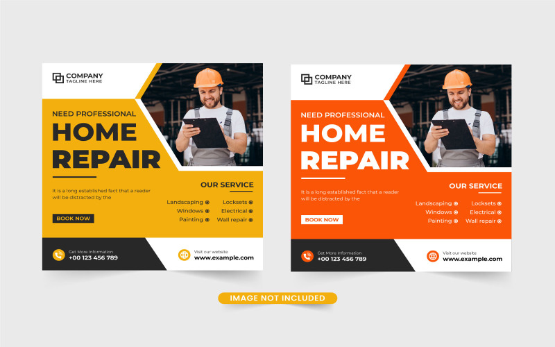 Home repair service template vector Social Media