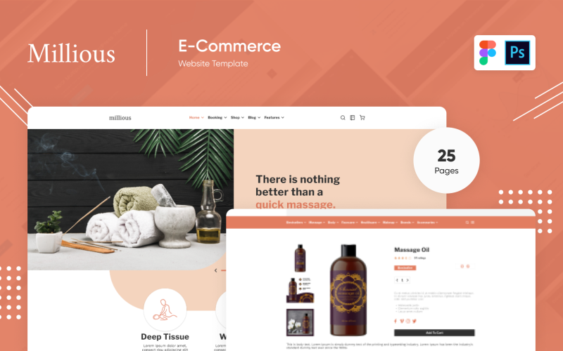 Millious Three | Spa & Beauty Salon Template Figma And Photoshop PSD Template