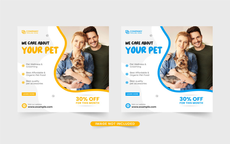 Pet care service web banner vector Social Media