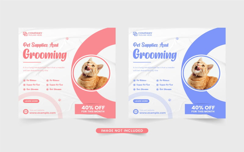 Pet grooming shop promotion template Social Media