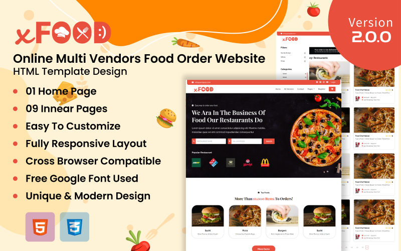 XFood - Online Food Delivery HTML Template Website Template