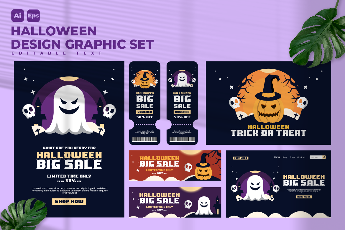 Halloween Design Graphic Set V8