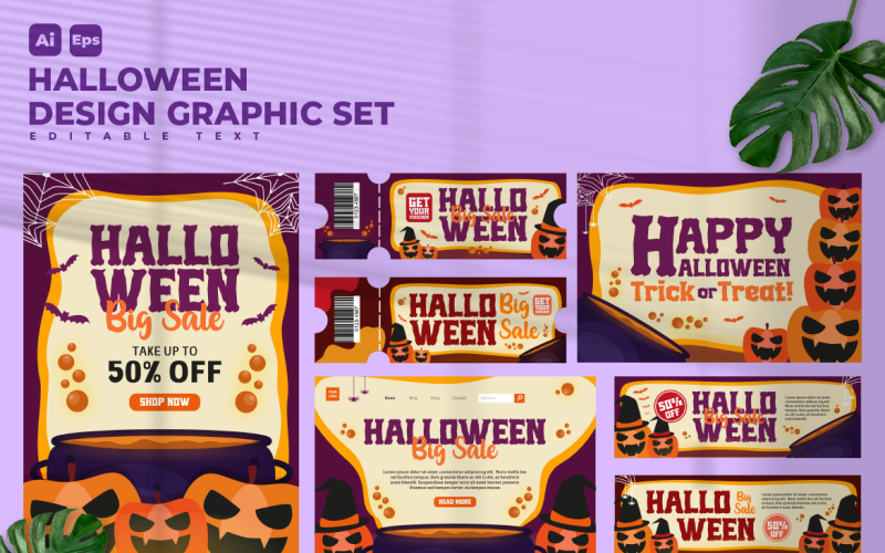 Halloween Design Graphic Set V3 Corporate Identity