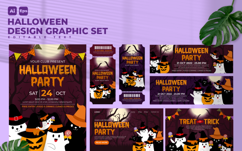 Halloween Design Graphic Set V4 Corporate Identity