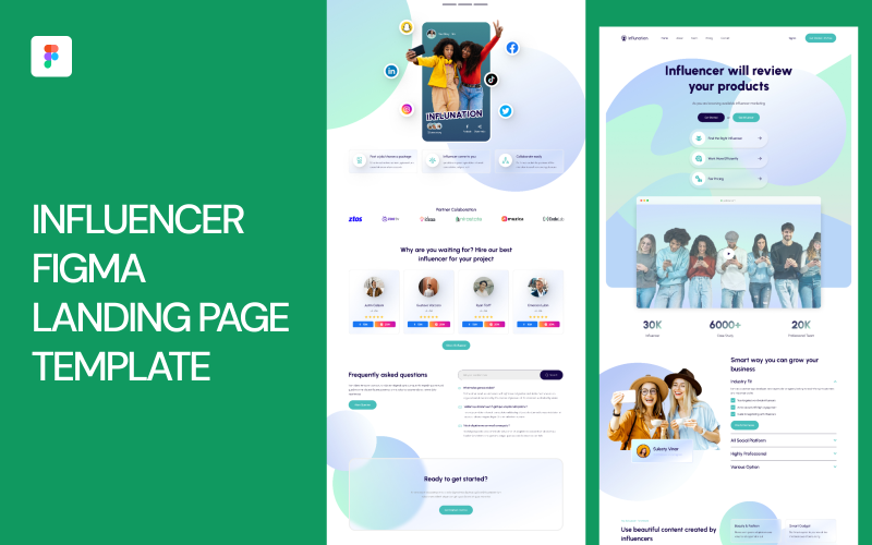 Influencer Figma Landing Page Template UI Element