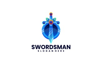 Swordsman Gradient Logo Design