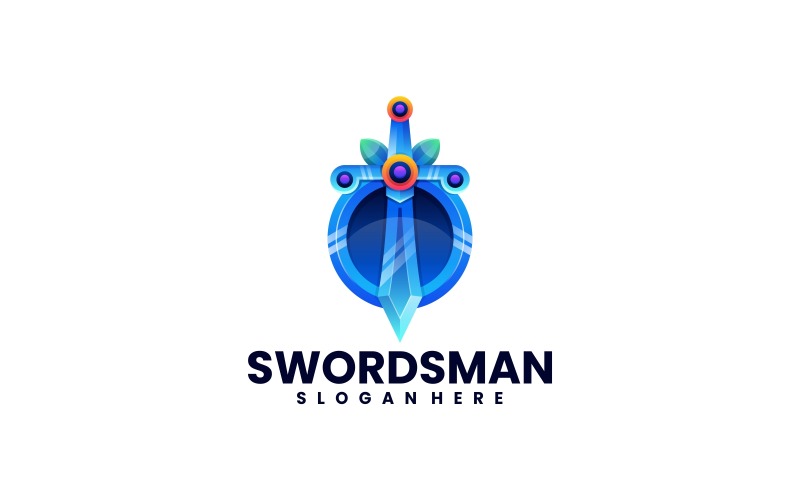 Swordsman Gradient Logo Design Logo Template