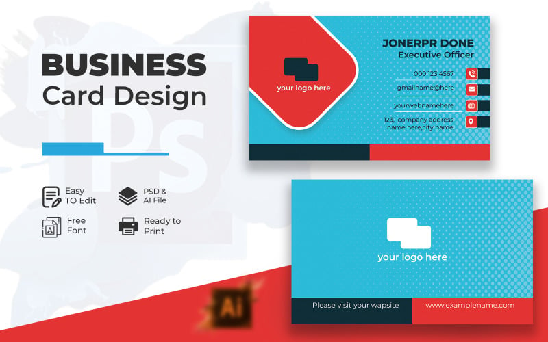 Visiting or Business Card Design Templates Corporate Identity