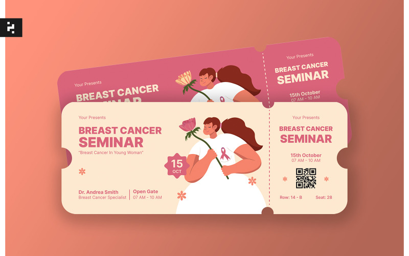 Breast Cancer Awareness Seminar Ticket Corporate Identity