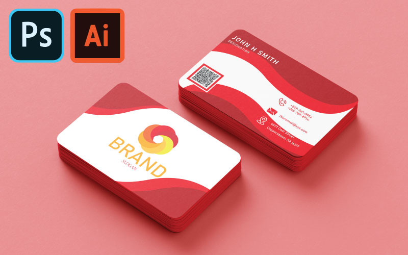 Creative Red Business Card Template - Business Card Corporate Identity