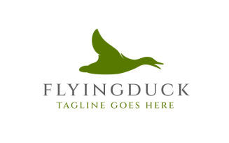 Flying Goose, Duck Silhouette Logo Design Vector Template