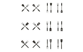 Fork And Spatula For BBQ Grill, Barbeque Logo Design