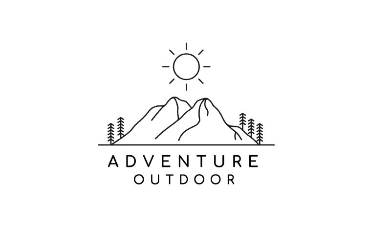 Landscape Minimalist Line Art Mountain Logo Logo Template