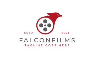 Movie Roll Cinema With Eagle Head Logo Design Vector Template