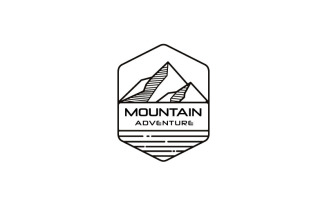 Retro Emblem Mountain Sea Adventure Logo Design Vector Template