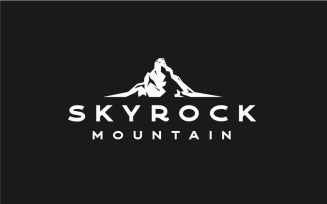 Retro Minimalist Rocky Mountain Logo Design Vector Template