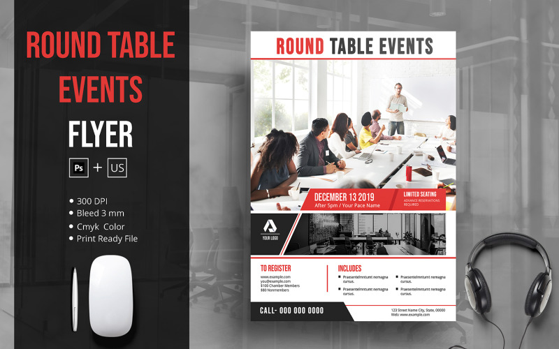 Round Table Event Flyer Template Corporate Identity
