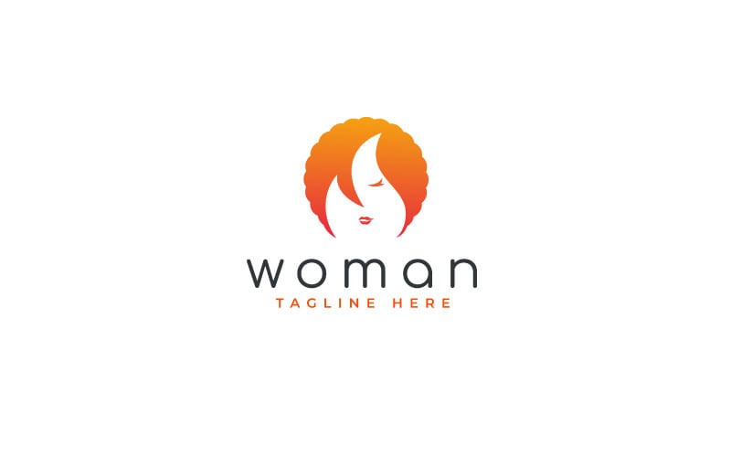Woman Head With Fire Flame Logo Template